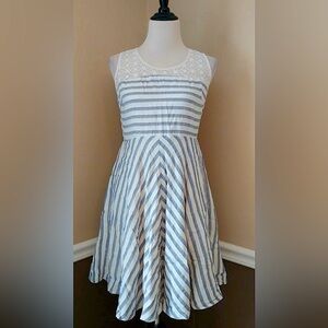 Country Blue & Ivory Lace Top Cotton Sleeveless Dress A'Reve ModCloth Coquette S